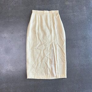 Vintage 90s Solini Yellow Slit Skirt Women's Size XS Zip Back